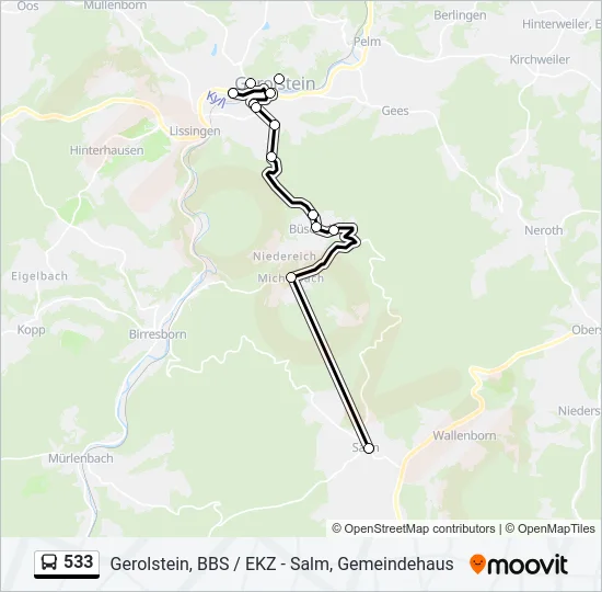 533 Bus Line Map