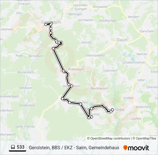 533 Bus Line Map