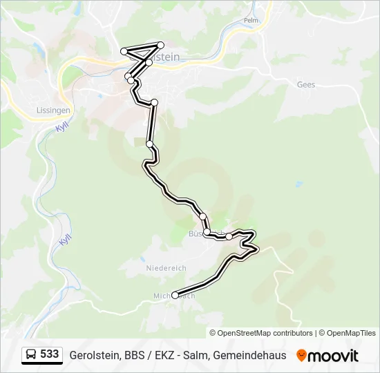 Автобус 533: карта маршрута