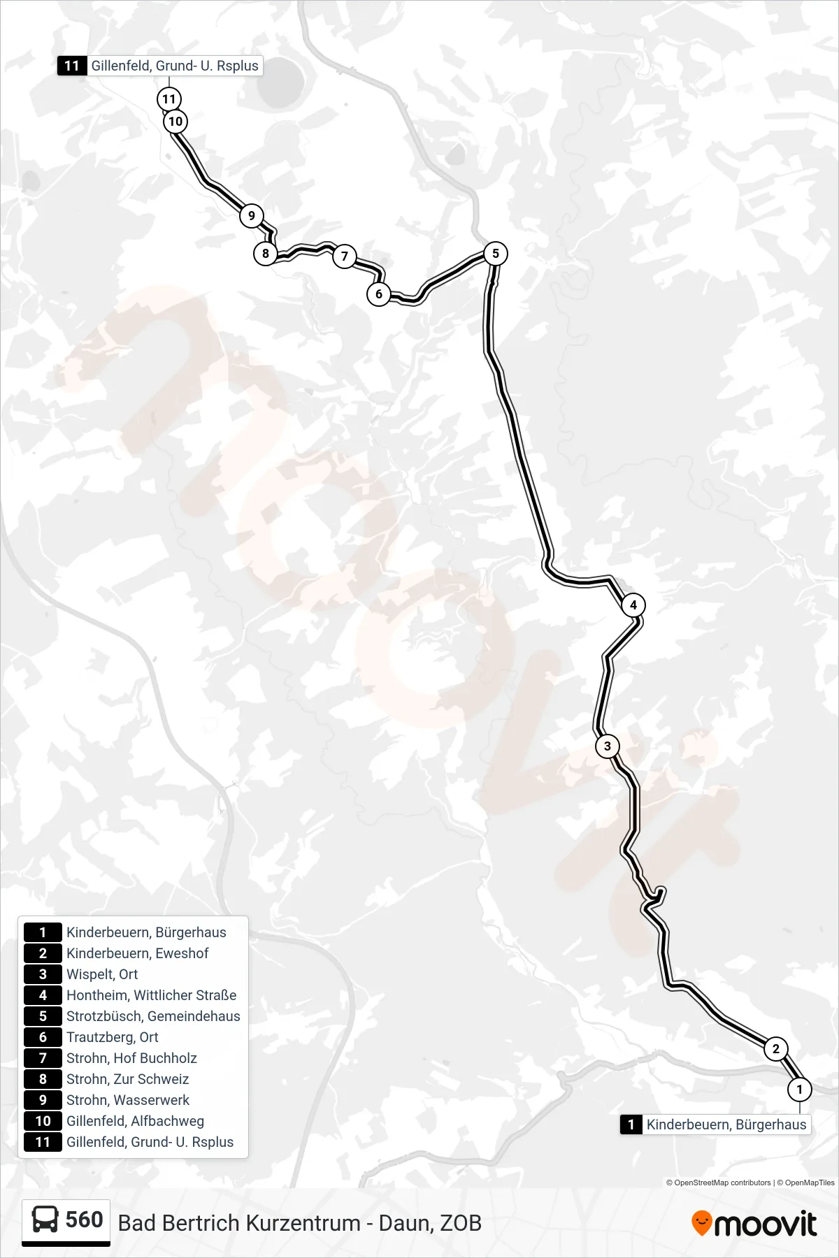 560 bus Line (Gillenfeld, Grund- U. Rsplus) route and stops on a map