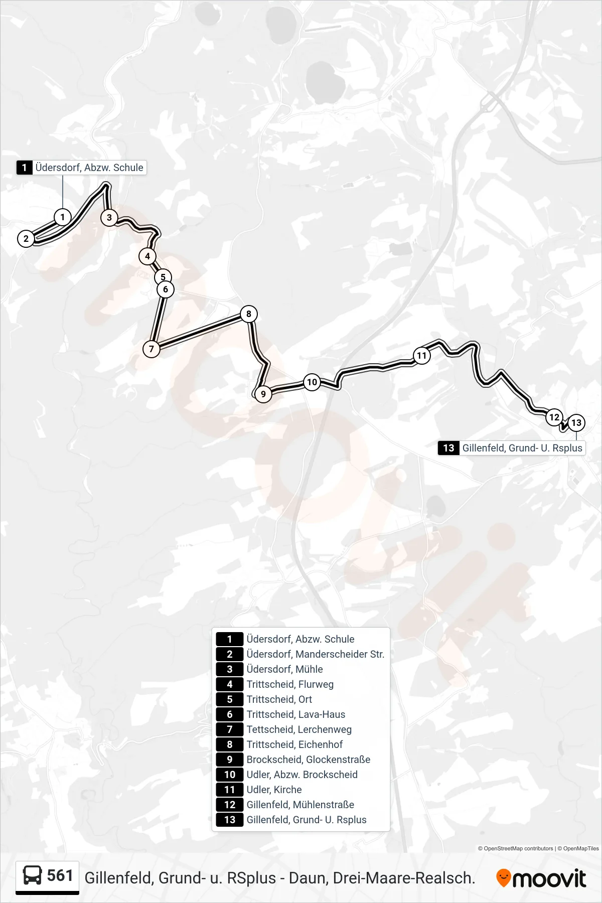 561 bus Line (Gillenfeld, Grund- U. Rsplus) route and stops on a map
