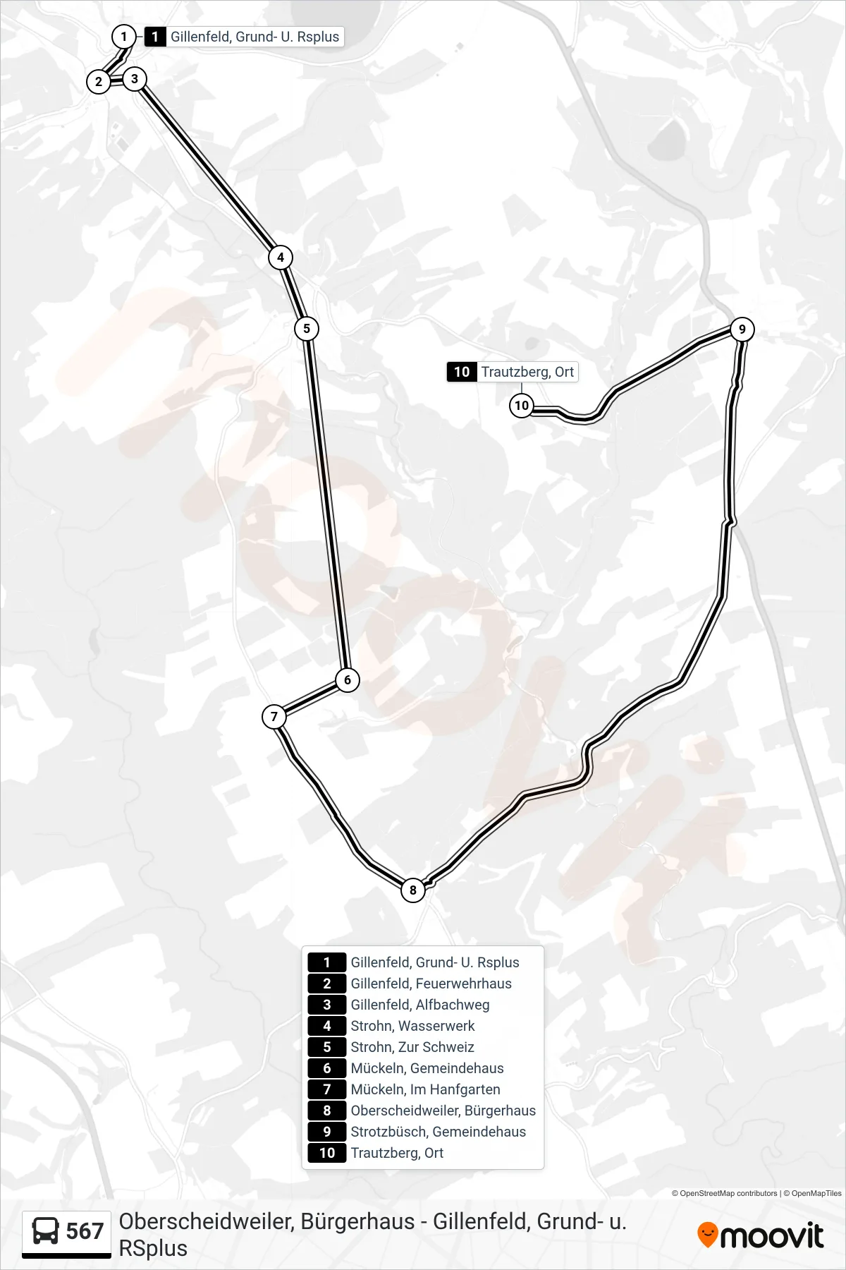 567 bus Line (Trautzberg, Ort) route and stops on a map