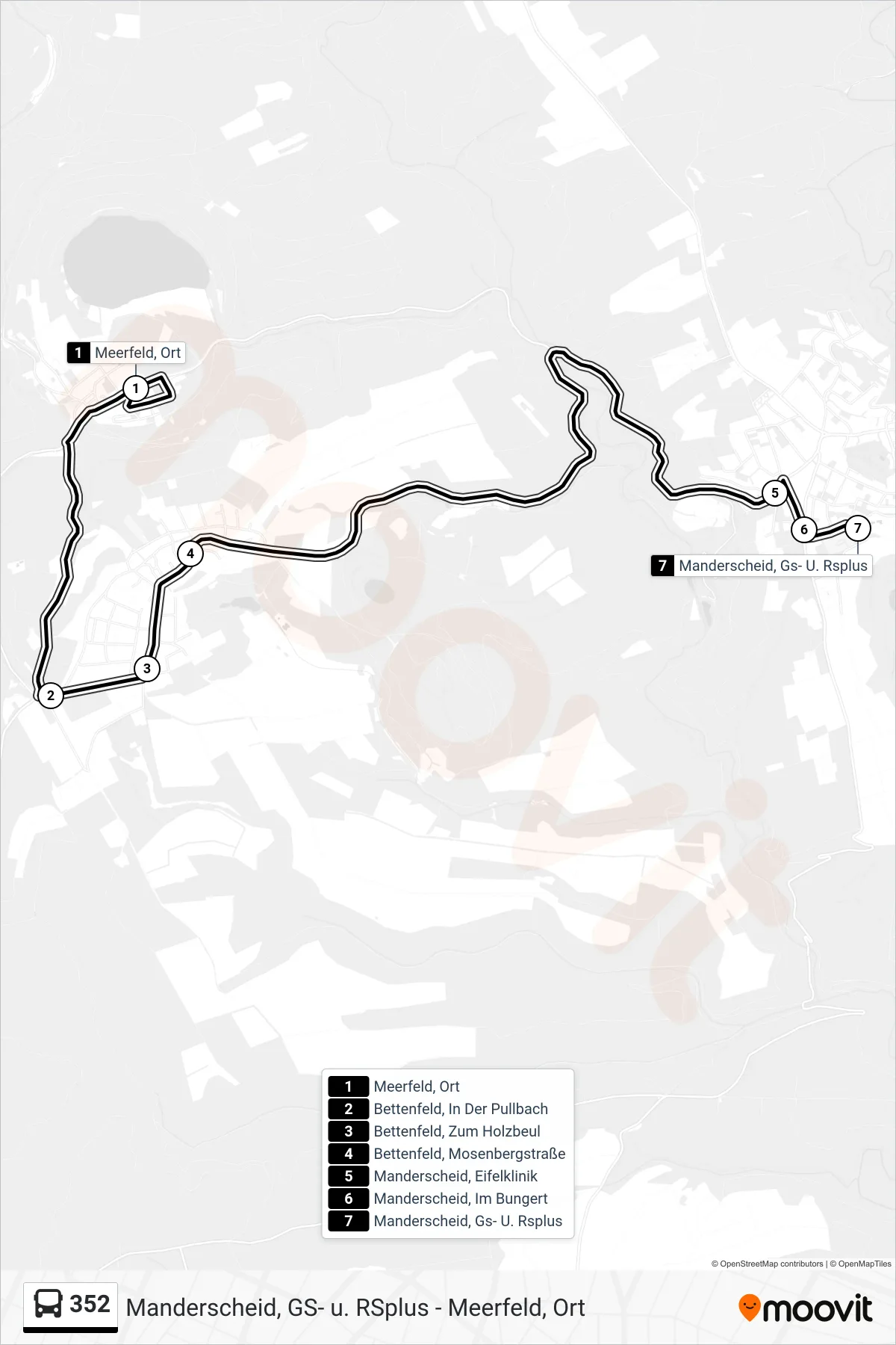 352 tram Line (Manderscheid, Gs- U. Rsplus) route and stops on a map