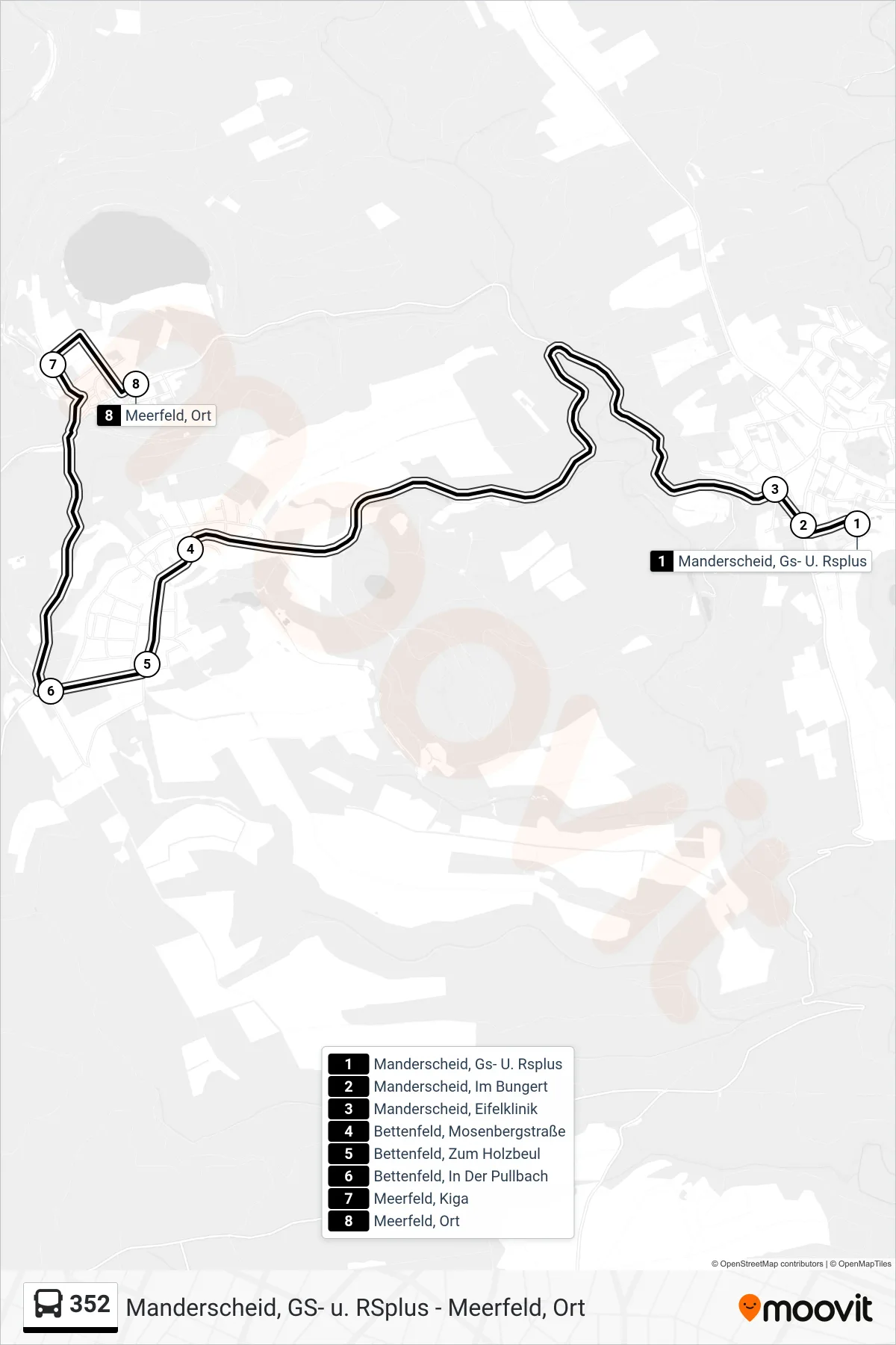 Linie 352 (Tram) Richtung Meerfeld, Ort: Route und Haltestellen auf der Karte