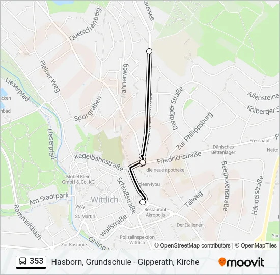 353 Bus Line Map