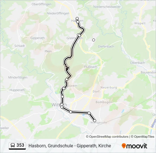 353 Bus Line Map