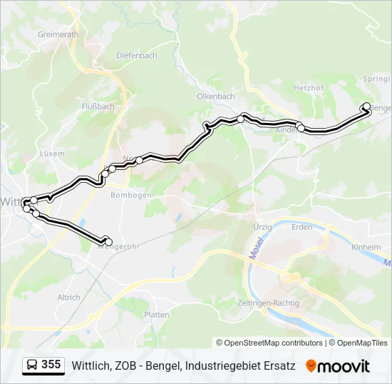 355 Bus Line Map