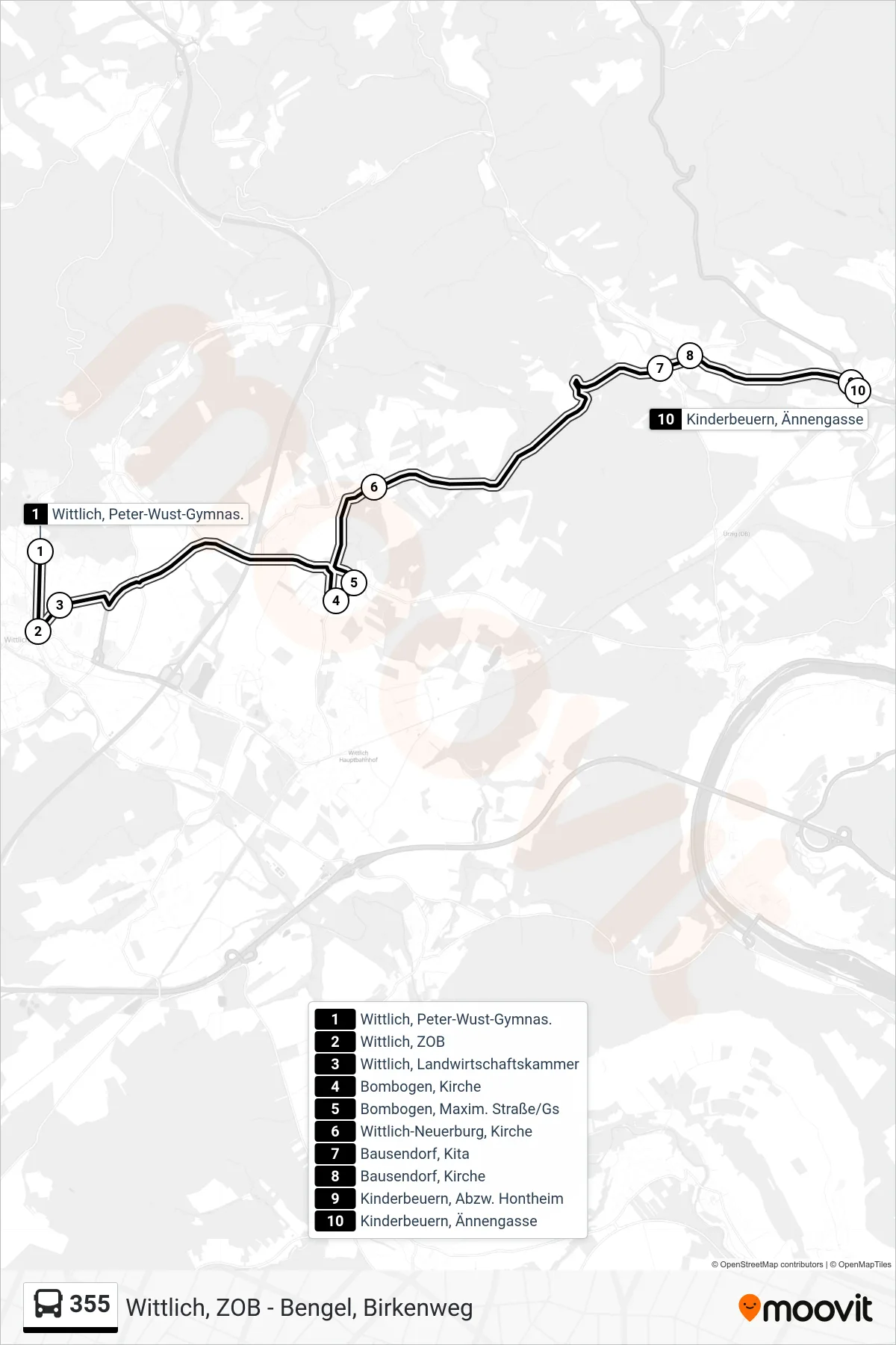 Linie 355 (Tram) Richtung Kinderbeuern, Ännengasse: Route und Haltestellen auf der Karte
