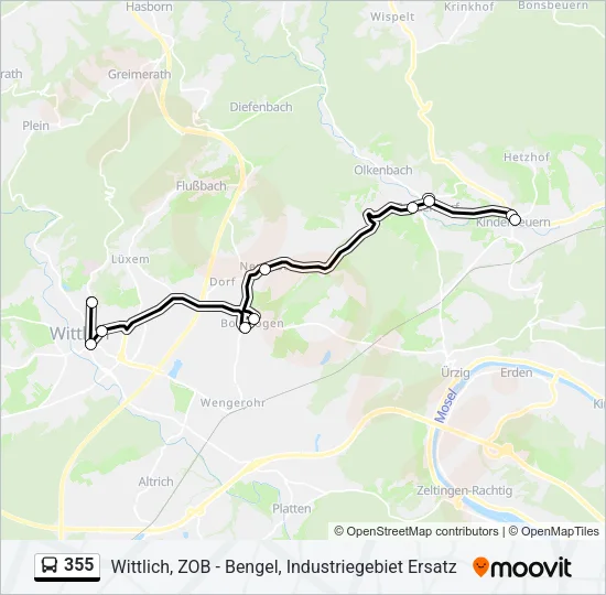 355 Bus Line Map