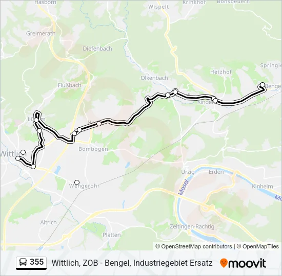 355 Bus Line Map