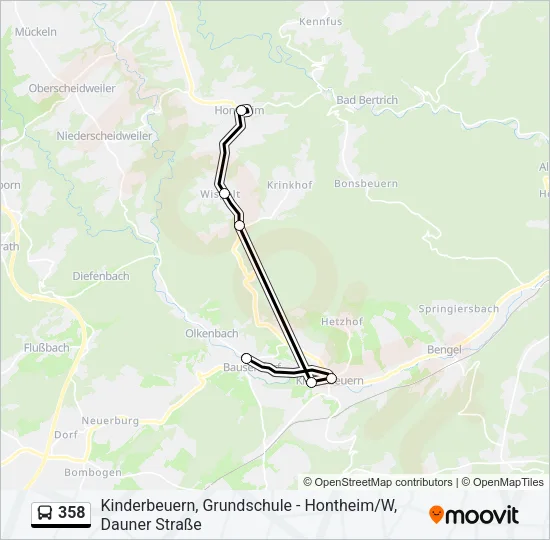 358 Bus Line Map