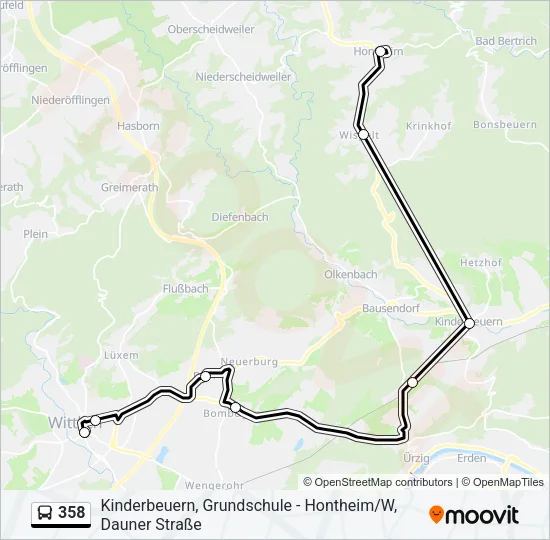 358 Bus Line Map
