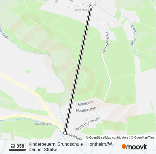 358 Bus Line Map