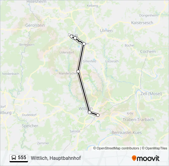 555 Bus Line Map