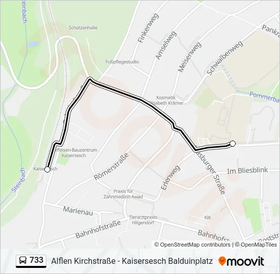 733 Bus Line Map
