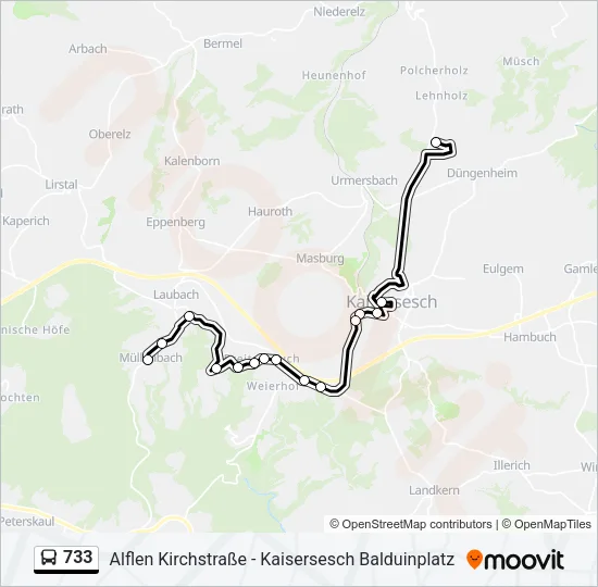 733 Bus Line Map