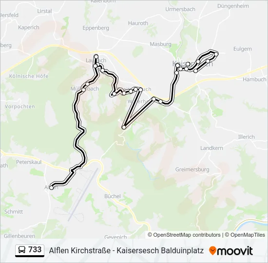 733 Bus Line Map