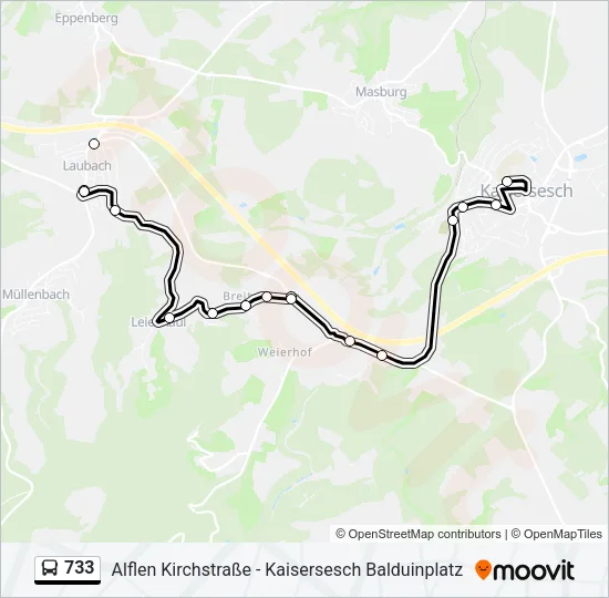 733 Bus Line Map