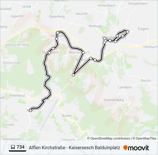 734 Bus Line Map
