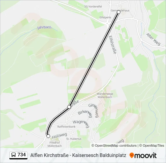 734 Bus Line Map