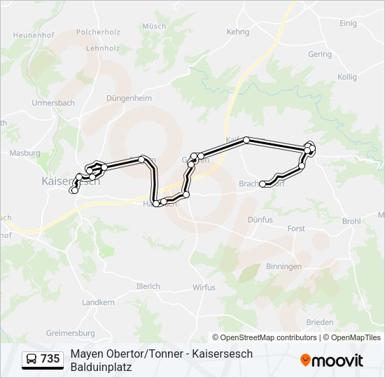 Автобус 735: карта маршрута