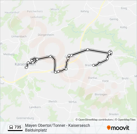 735 Bus Line Map