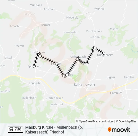 738 Bus Line Map