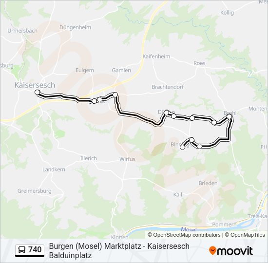 Автобус 740: карта маршрута