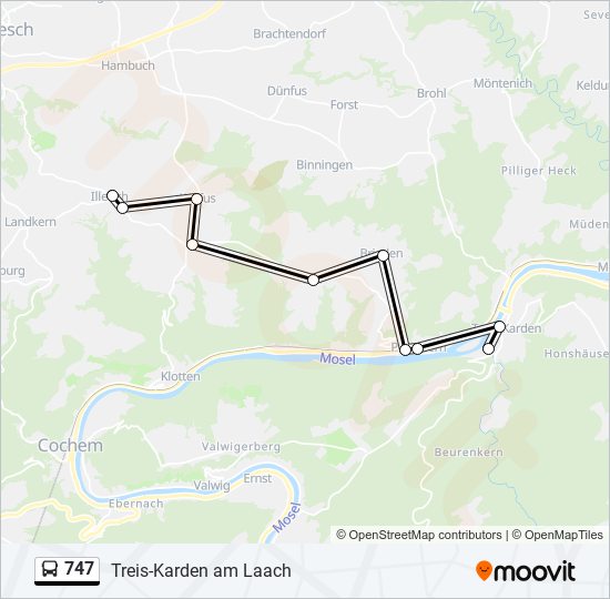 747 Route Schedules, Stops & Maps TreisKarden am Laach (Updated)