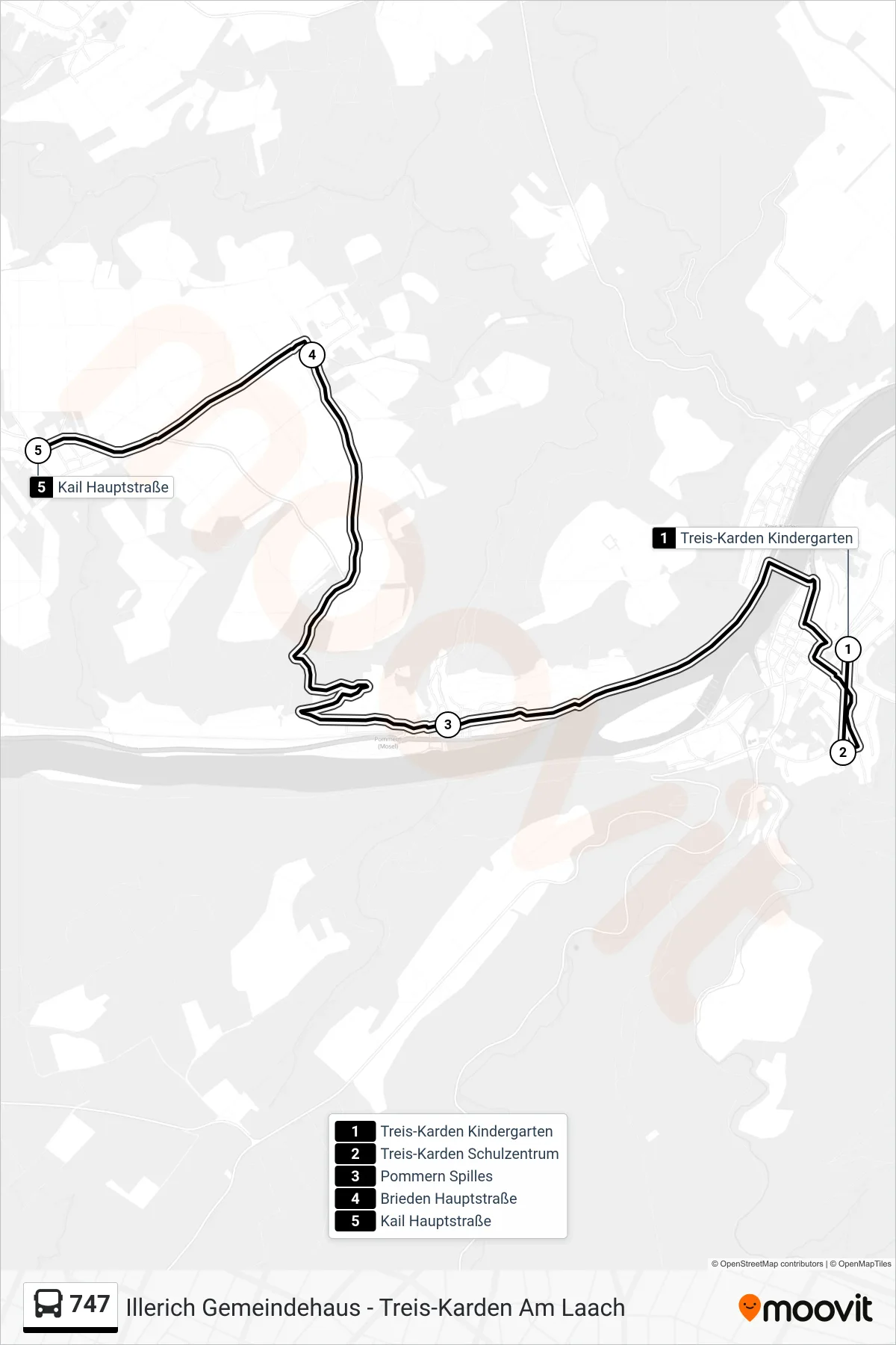747 bus Line (Kail Hauptstraße) route and stops on a map
