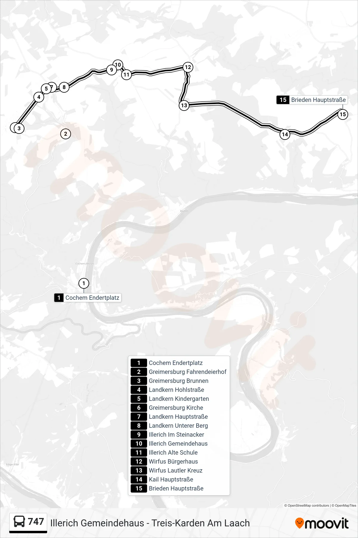 747 bus Line (Brieden Hauptstraße) route and stops on a map
