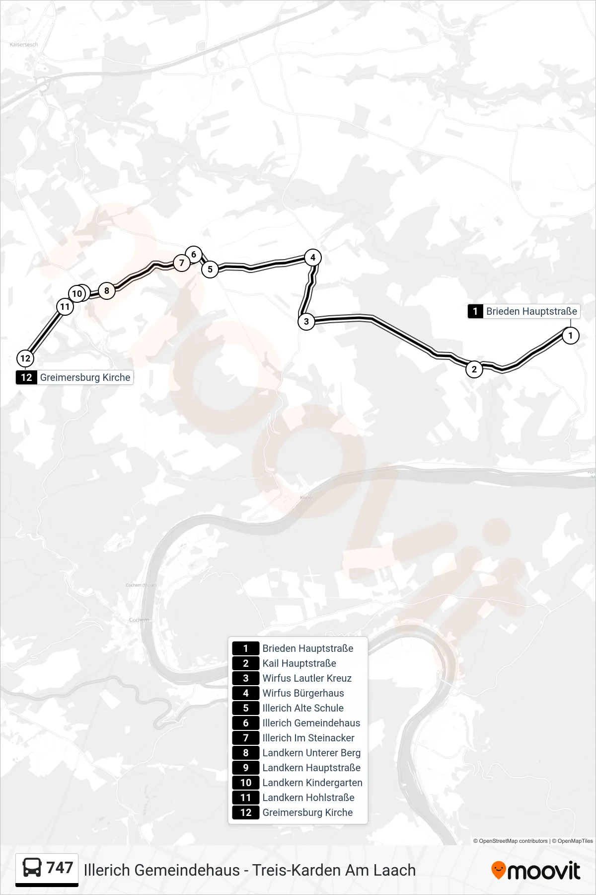 747 bus Line (Greimersburg Kirche) route and stops on a map
