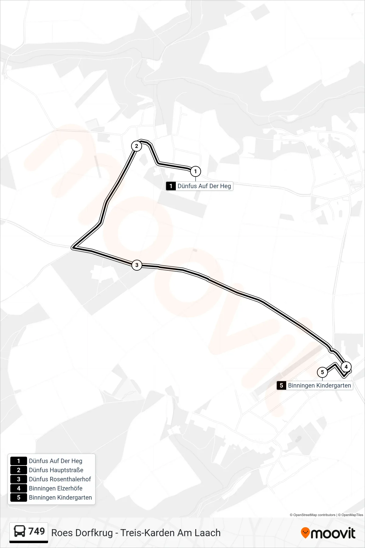Linie 749 (Bus) Richtung Binningen Kindergarten: Route und Haltestellen auf der Karte