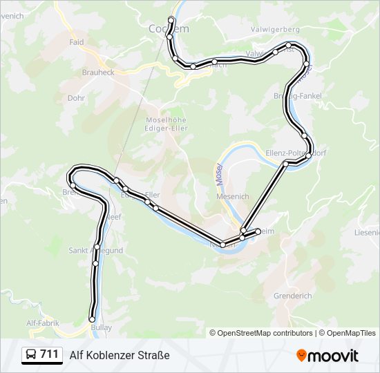 Автобус 711: карта маршрута