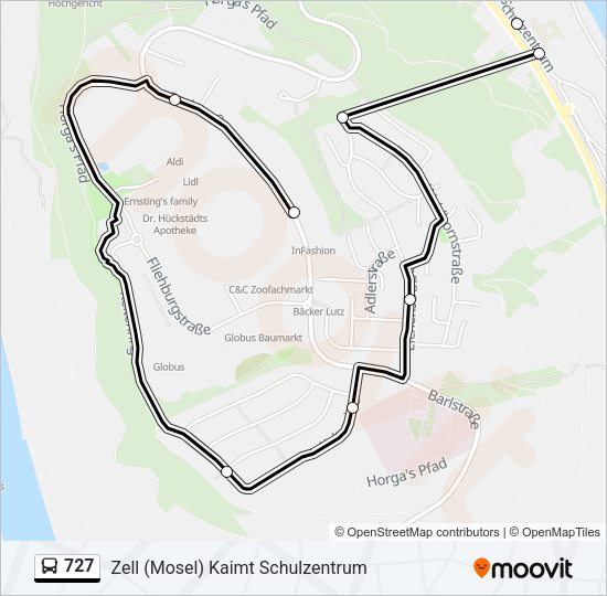 727 Bus Line Map