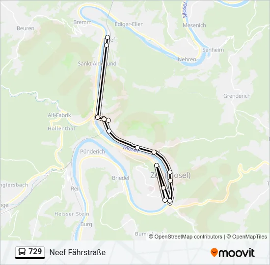 Buslinie 729 Karte