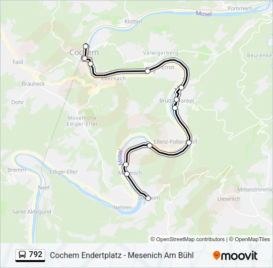 792 Bus Line Map