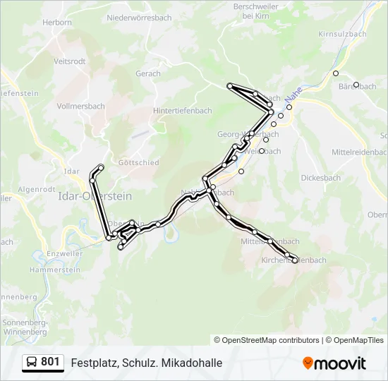 801 Bus Line Map