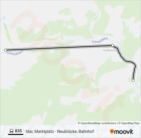 835 Bus Line Map