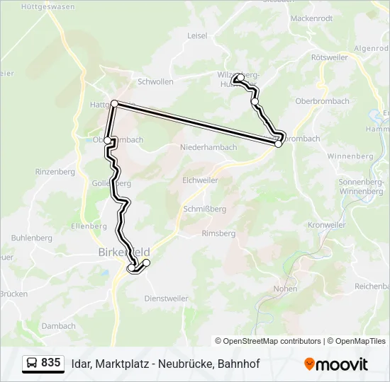 835 Bus Line Map