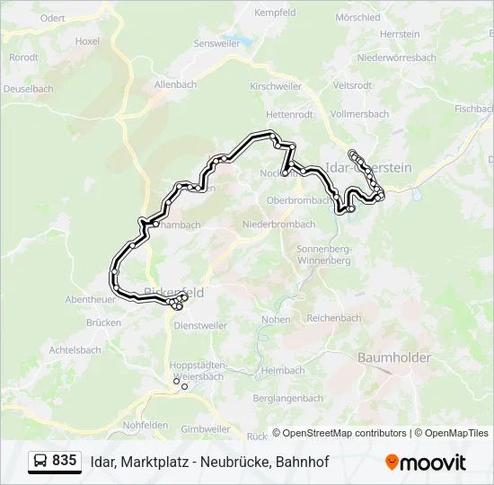 835 Bus Line Map