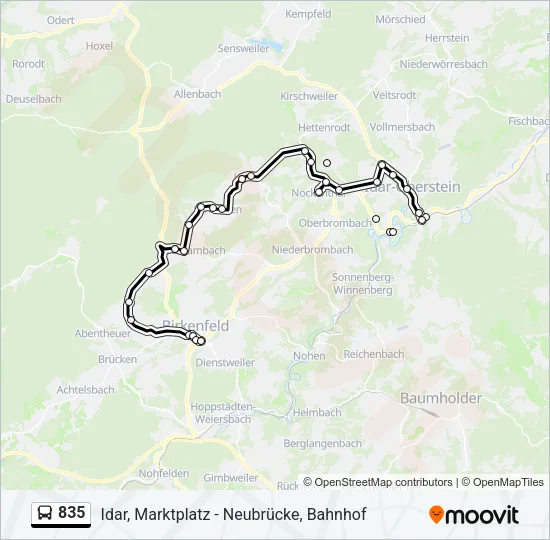 835 Bus Line Map