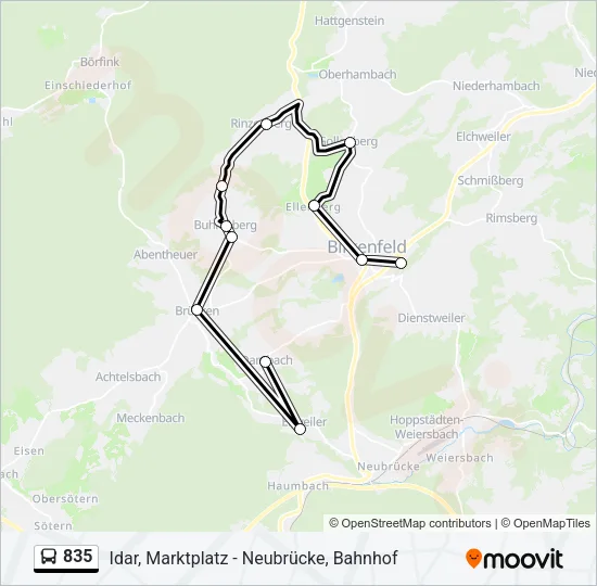 835 Bus Line Map