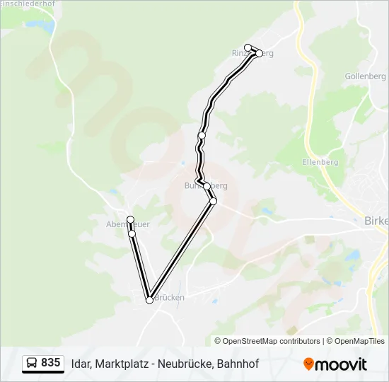 835 Bus Line Map