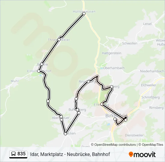 835 Bus Line Map