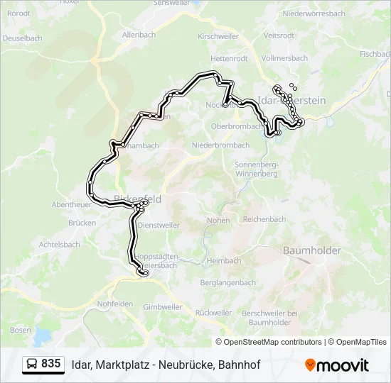 835 Bus Line Map