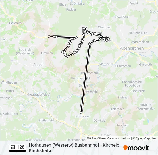 128 Bus Line Map