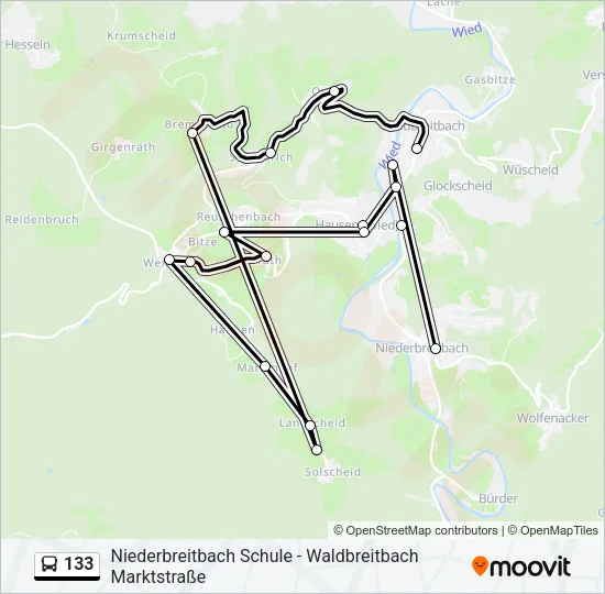 133 Bus Line Map