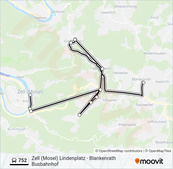 752 Bus Line Map