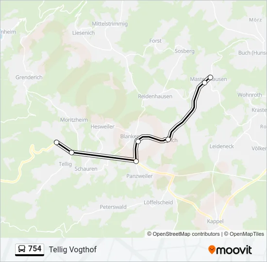 754 Bus Line Map